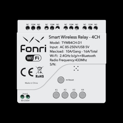 Fonri Wf3-Tm4-0201-01 Wıfı Kablosuz Akıllı Kablosuz Röle - 4 Kanal